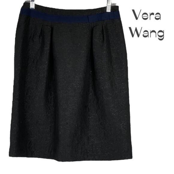 Vera Wang Metallic Black Pleated Party Event Skirt NWOT Size 2 - Picture 1 of 11